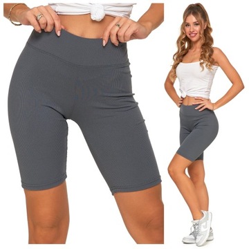 Legginsy Krótkie Prążkowane Damskie Kolarki KRYJĄCE Getry S/M MORAJ