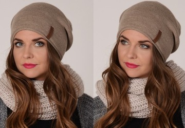 Damska Ciepła CZAPKA beanie podwójna kolory V1