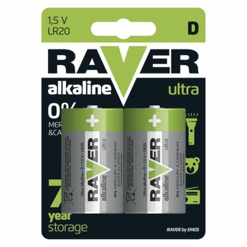 2x Bateria alkaliczna RAVER EMOS R20 D LR20 1,2V