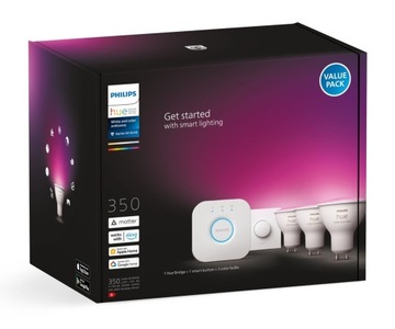 Philips HUE 3 лампы Ambiance GU10 RGB + перемычка + интеллектуальная кнопка