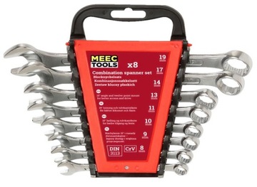 ZESTAW KLUCZY PŁASKICH MeecTOOLS 8szt15°CrV 8-19mm