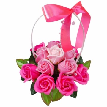Очаровательный букет Корзина с розовыми мыльными розами, необыкновенный ПОДАРОК, подарок.