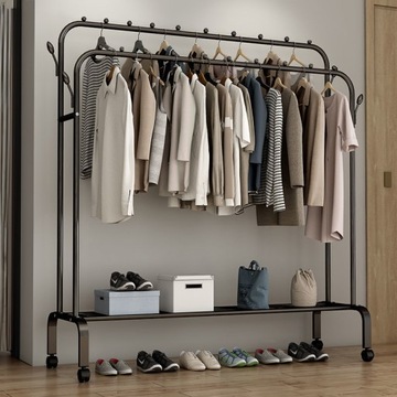 ПРОЧНАЯ БОЛЬШАЯ ДВОЙНАЯ ВЕШАЛКА НА КОЛЕСАХ ДЛЯ ОБУВИ