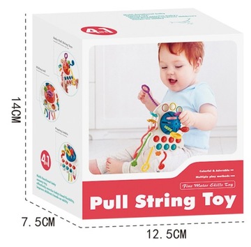 СЕНСОРНАЯ ИГРУШКА для малышей осьминог 4в1, прорезыватель, погремушка, веревочки