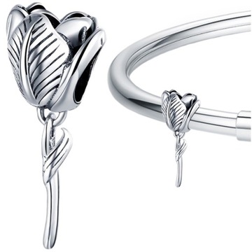 CHARMS KWIAT TULIPAN srebro 925 koralik zawieszka kwiatek prezent beads