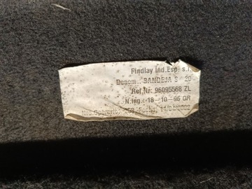 POLIČKA KUFRU PEUGEOT 106 96095568
