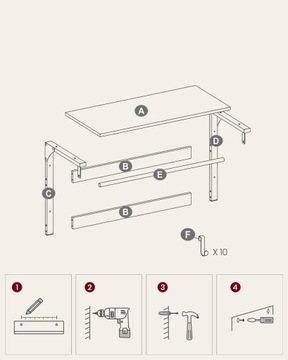 НАСТЕННАЯ ВЕШАЛКА С ПОЛКОЙ, 10 СМЕННЫХ КРЮЧКОВ, ВИНТАЖНАЯ РЕЙКА