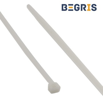 MOCNE OPASKI ZACISKOWE KABLOWE TRYTKI BIAŁE TAŚMA 4,8x400 100SZT ZIPERKI