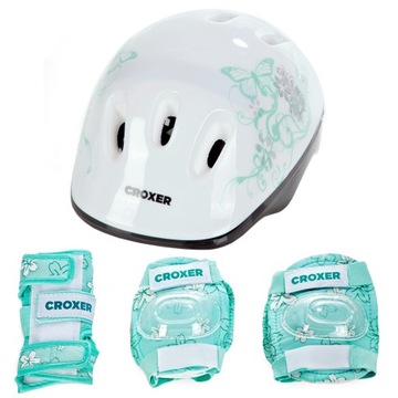 Zestaw miętowy CROXER Ochraniacze Fibre M + Kask Silky M
