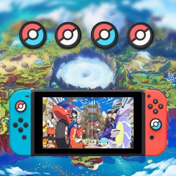 NAKŁADKI GRIPY GUMKI NA GRZYBKI JOY-CON DO NINTENDO SWITCH 4SZT POKEBALL