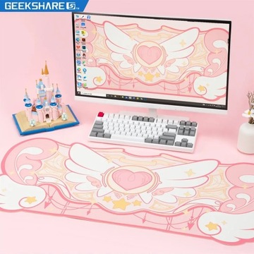 GeekShare Игровой коврик для мыши Kawaii с большими розовыми звездными крыльями