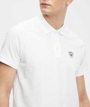 Koszulka polo męska ROSSIGNIOL biała z małym logo regular fit - XL