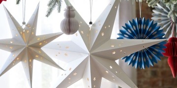 СКЛАДНОЙ ВИТРАЖ РОЖДЕСТВЕНСКАЯ ЗВЕЗДА БУМАЖНЫЙ 3D АЖУРНЫЙ УКРАШЕНИЕ ОКНА 45см