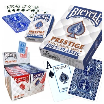ИГРОВЫЕ КАРТЫ 100% ПЛАСТИКОВЫЙ ВЕЛОСИПЕД ПРЕСТИЖ 2 КОЛОДЫ КРАСНЫЙ/СИНИЙ JUMBO ПОКЕР