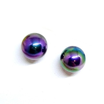 K5032 ZŁOTE KOLCZYKI PERŁA HOLO 8mm SZTYFT stal chirurgiczna 18K