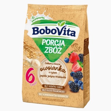 Bobovita Mleczna owsianka ryż jagoda jeżyna trusk.
