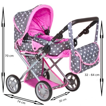 Коляска для кукол 3-в-1, глубокая коляска, Doris BAG