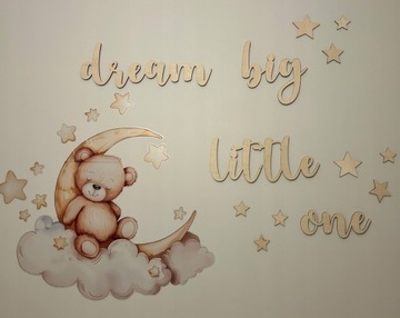Деревянная 3D надпись на стене Dream big small one + STARS BOHO DECORATION