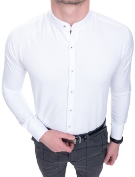 РУБАШКА МУЖСКАЯ, БЕЛАЯ С ВОРОТНИКОМ-СТОЙКОЙ, 3XL