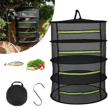 SIATKA DO SUSZENIA, 4-WARSTWOWA SKŁADANA WISZĄCA SIATKOWA SUSZARKA DO ZIÓŁ