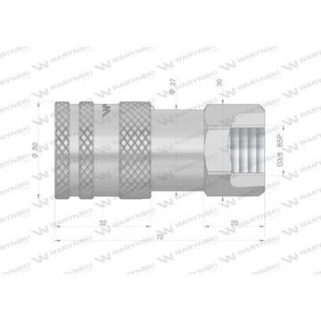 Szybkozłącze hydrauliczne suchoodcinające gniazdo G3/8