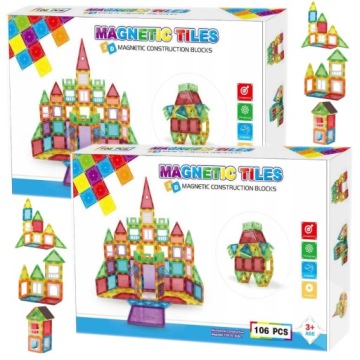 Barevné Stavebnice magnetické kostky 3D XXL Magnetic Tiles 212 Eelem.