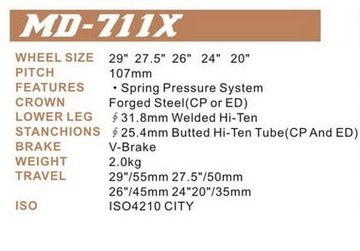Амортизационная вилка MODE 700C/28/29 дюйма 1 1/8 дюйма для MTB Cross Trekking Vbrake