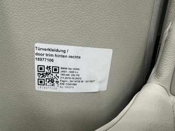 BMW 5 G30 STŘED ČALOUNĚNÍ SEDADLA TUNEL POHOVKA BOKY KŮŽE HARMAN KARDON