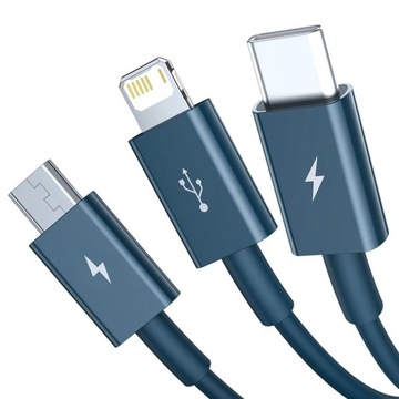Кабель Baseus 3в1 USB — Lightning/USB Type C/micro USB 3,5 А 1,5 м