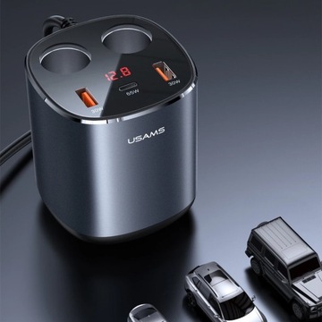 РАЗВЕТВИТЕЛЬ + АВТОМОБИЛЬНОЕ ЗАРЯДНОЕ УСТРОЙСТВО 2x USB USB-C 245 Вт