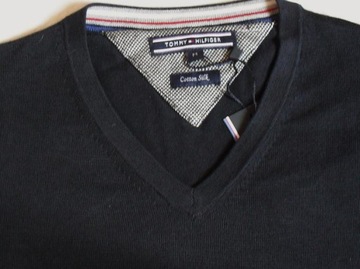 TOMMY HILFIGER sweter męski jedwab ORYGINAŁ - S