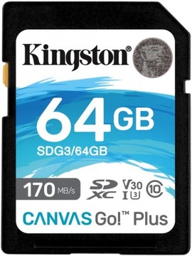 Карта памяти Kingston SDXC Plus 64 ГБ 170R C10