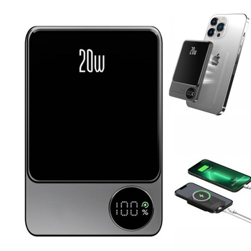 MAGNETYCZNY POWER BANK BEZPRZEWODOWY 5000 MAH SZYBKIE ŁADOWANIE PRZENOŚNA