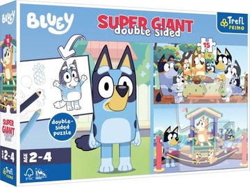 TREFL Super Giant PRZYGODA Z BLUEY 15 el. MAXI PUZZLE + KOLOROWANKA + GRA