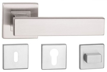 KLAMKA DRZWIOWA ONYX STAL NIERDZEWNA KOMPLET ROZET