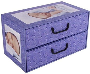 Pudełko kartonowe 2 szuflady poziome ŚPIĄCE DZIECI BŁĘKIT