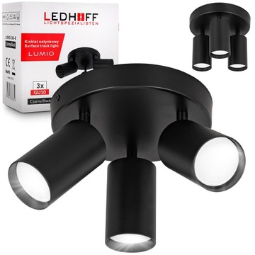 Lampa sufitowa OKRĄGŁA kinkiet ścienny SPOT czarny Oprawa halogenowa GU10