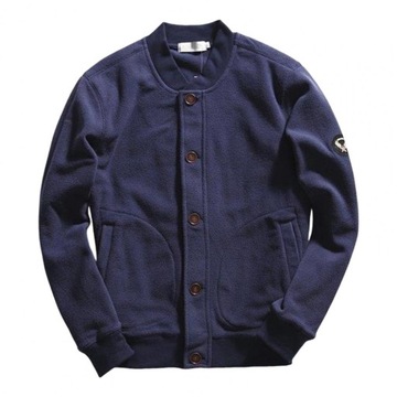 Мужская куртка-бомбер, двусторонняя флисовая однотонная куртка