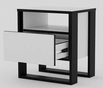 VERA белая прикроватная тумба, черный U ящик