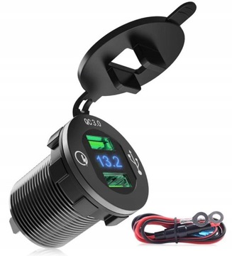 Автомобильное зарядное устройство 2x USB QC 3.0 вольтметр 3А