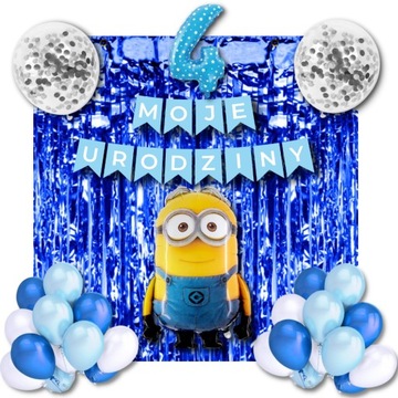 Zestaw Minionki Balony 4 Urodziny Dekoracje