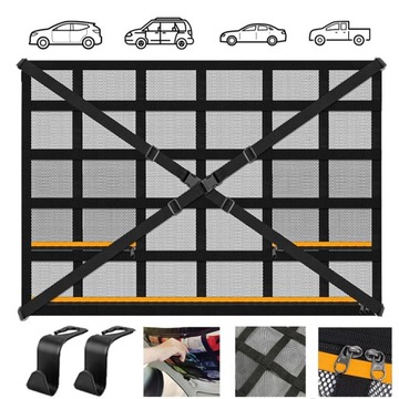 90X65 CM SAMOCHODOWA KIESZEŃ Z SIATKI ŁADUNKOWEJ, SIATKA NA DACH SAMOCHODU