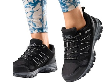 TREKKINGOWE BUTY SPORTOWE DAMSKIE SOFTSHELL CZARNE SZNUROWANE WYGODNE r 37