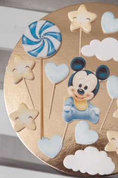 Zestaw Dekoracje na Tort MICKEY MOUSE BABY 17 El Gotowe Wycięte Miki Roczek