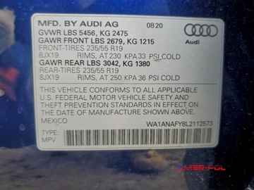 Audi Q5 II 2020 Audi Q5 2020 r., 2,0L PREMIUM 2.0 Benzyna 228KM, zdjęcie 12