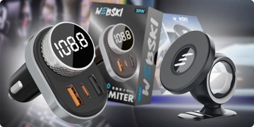 TRANSMITER FM BLUETOOTH ŁADOWARKA QC+UCHWYT MAGNES