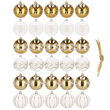 РОЖДЕСТВЕНСКАЯ ЕЛКА ПУЗЫРЬКИ 7СМ ЗОЛОТЫЕ 30 шт.