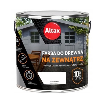 ALTAX Farba do drewna 2,5L biały półmat