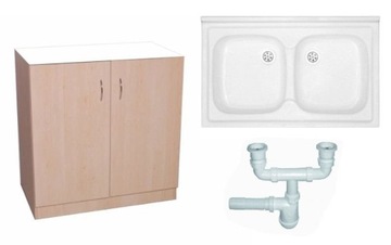 SZAFKA POD ZLEWOZMYWAK 80x50 +ZLEW BIAŁY 2K +SYFON