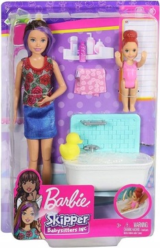 Barbie skipper kąpiel opiekunka lalka + mała wanna